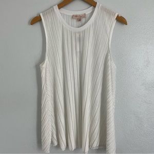 Philosophy Women's Breaker White Lightweight Pleated‎ Flowy Crewneck Tank S